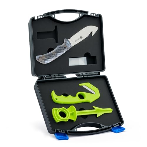 KNINE OUTDOORS Hunting Gut Hook Skinner Knife with Butt Out Game Dressing Tool for Field Dressing