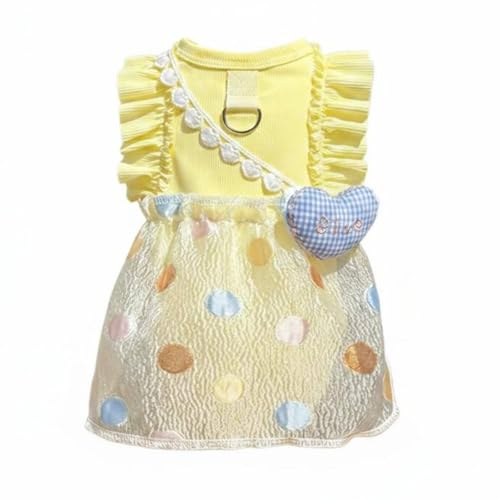 Robe chat jaune soleil avec volants bubble pour petits animaux de taille XS - 2