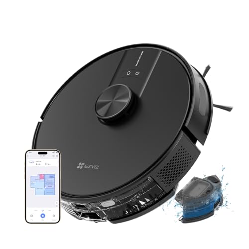 EZVIZ RE4 Noir, Robot Aspirateur Laveur, Navigation LiDAR, Détection Obstacles, Aspiration 4000Pa,...