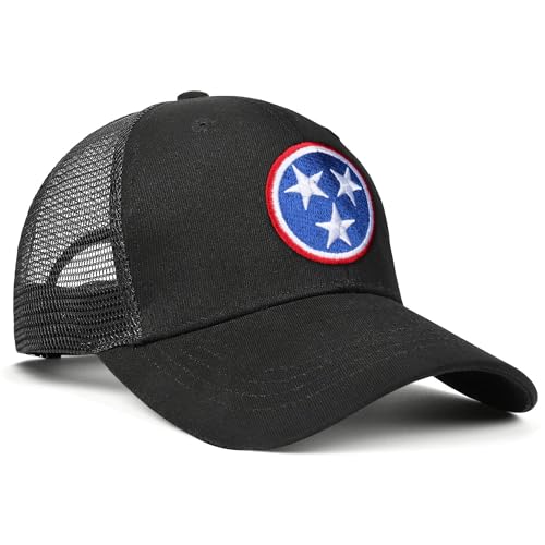 Image of Adjustable State Flag Trucker Hat Mesh Baseball Cap with Embroidered Patch for Men Women
