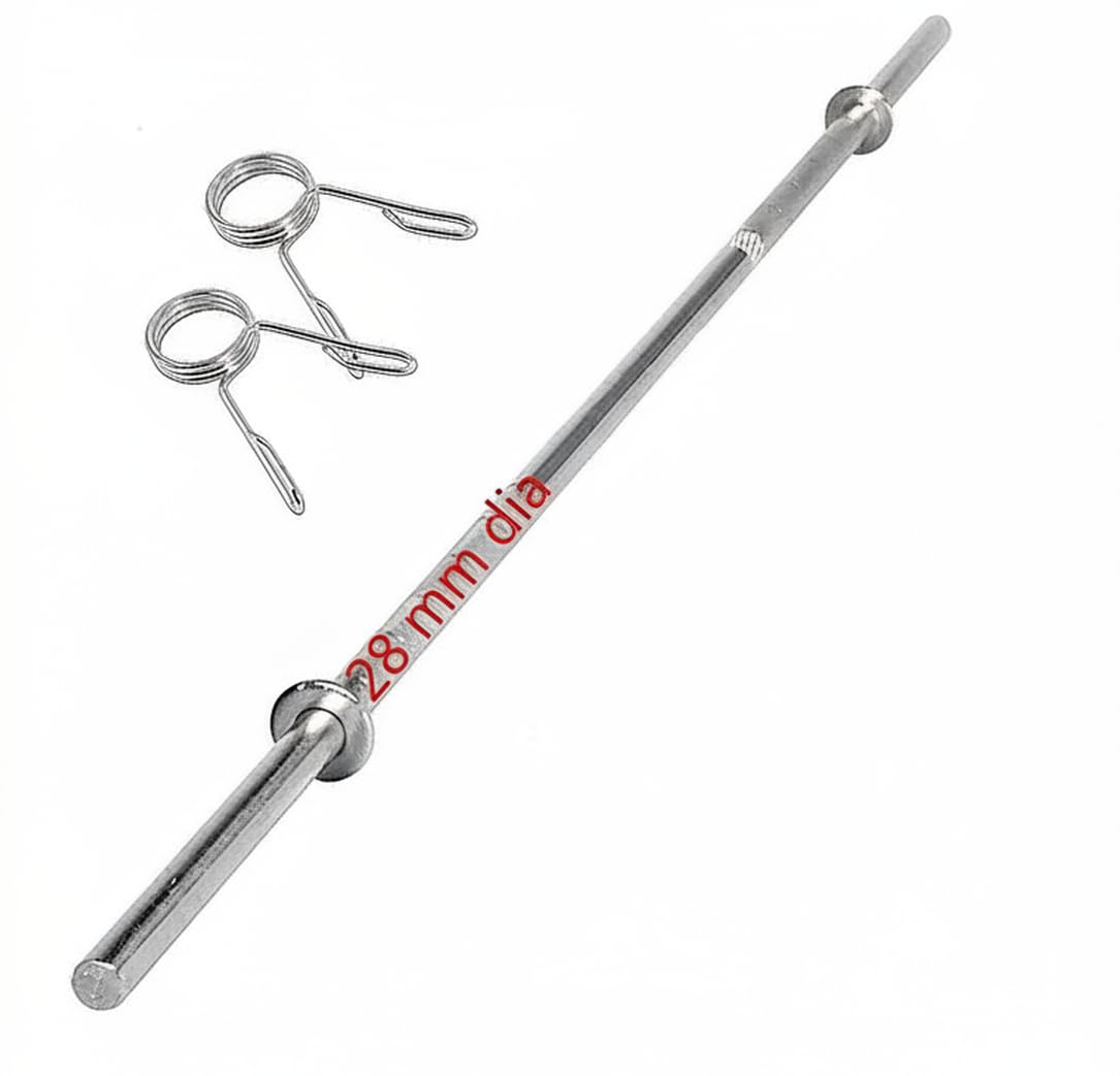 Gyming World® ( 5 feet ) Solid 28 mm Thickness Barbell | Standard Straight Weight Bar | with 4 Locks-image-4