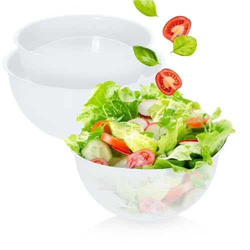 EDANTI Salatsch&uuml;ssel Set gro&szlig; 3 Schalen 2-5L Kunststoff Sch&uuml;sselset Servierschalen ideal zum Mischen und Servieren Schale (Transparent)
