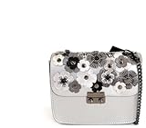  bolso de mano en cuero plateado\"flores\" pintado a mano - Made in Italy