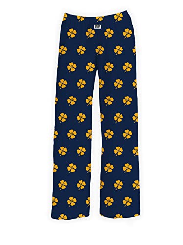 Lucky Clover Pajama Lounge Pants - Navy & Gold Shamrock Irish Fashion Mens Womens Loungewear Pajama Pants