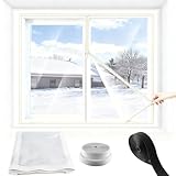 Kit di Pellicole Isolanti per Finestre 60 120 160 190 220 2000 cm, Pellicola Trasparente in Plastica per Finestre Anti-condensa, Pellicola Termica EVA per Finestre con Cerniera(Bianco)