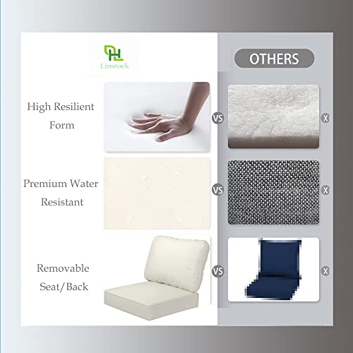 Linstock Outdoor Deep Seat Cushions For Patio Sectional Sofa, Breathable Water-Resistant Soft Cushion With Back Cushion For Patio Furniture, Cushions Size 24 X 24 X 5 Inch (Beige) #TOP1