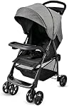 LIVINGbasics Lightweight Baby Stroller, Compact Foldable Stroller with Adjustable Backrest and Footrest for Travel, Gray