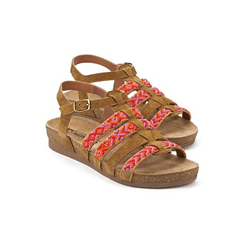 Mephisto Women's Victoire Gladiator Sandal, Tobacco Velcalf Premium/Coral Matoaka, 6 M US