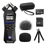 Zoom H1essential Recorder Bundle with 64GB Card, Case, Windscreens & Tripod