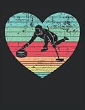  Retro Vintage Grunge Heart Curling Curling Player: Notebook  Quad Ruled  Checkered, Letter (8.5\"x11\" (21.59 x 27,94 cm)), 120 pages, cream paper, mattte cover