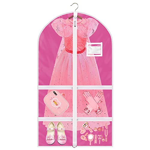 37"Kids Costume Garment Bag With 4 Zipper Pockets, Girls Dance Costume Cover Bag With Id Slot, Waterproof Clothes Hanging Protector Cover, Foldable Travel Storage Cover Bag For Travel Competitions #TOP1