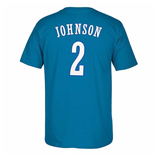 adidas Larry Johnson Charlotte Hornets NBA Men Blue Originals Player Name & Number Retro Jersey T-Shirt (S)