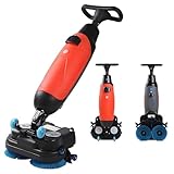 BANGBANGJI Commercial Grade Floor Scrubber, 17” Path, Cordless Electric Cleaner with Double Brushes and Swivel Head for Industrial Spaces