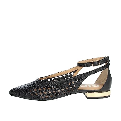 GIOSEPPO Bailarinas Negras Trenzadas DE Punta Fina para Mujer DELL