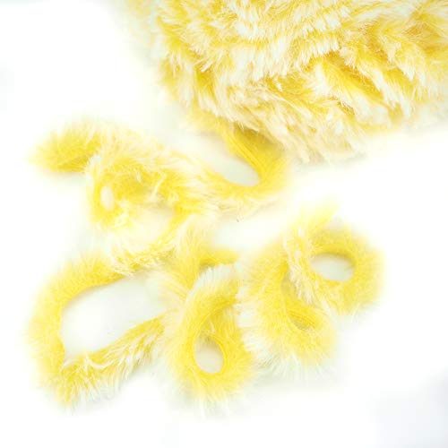 Image of NICEEC Faux Fur Yarn Super Soft, Chunky & Fluffy, Eyelash Yarn for Crochet & Knitting(Total Length 210yds /10.6oz) - Yellow /300g