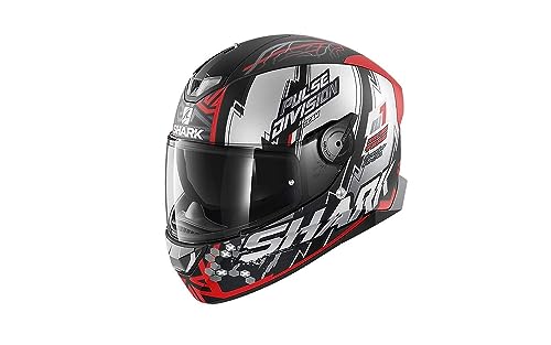 Shark Skwal 2 HE4955EKRSS Casco moto, Nero/Bianco/Rosso, S