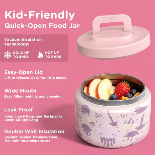 Image of JXXM Bento Lunch Box for Kids with 8oz Soup Thermo,Leak-Proof Lunch Containers with 5 Compartment,Thermo Food Jar Food Containers for School (Pink-Jellyfish)