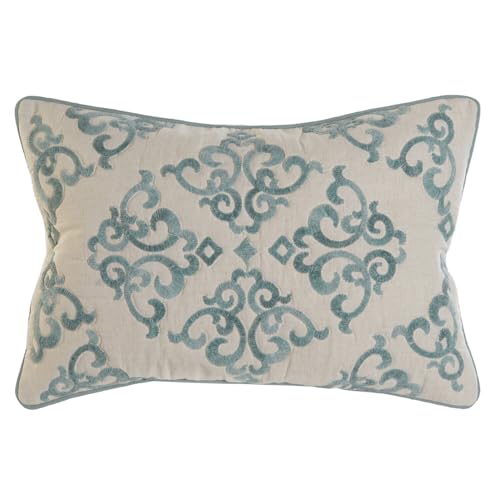 FUNDA COJIN ALGODON 60X1X40 BORDADO AZUL