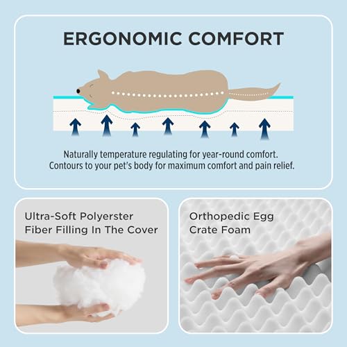 Bedsure Cooling Dog Bed for Medium Dogs - Comfy Flat Puppy Beds with Removable Washable Cover, Orthopedic Egg Crate Foam Pet Mat, Suitable for Pet Up to 30 lbs by Bedsure - Image 4