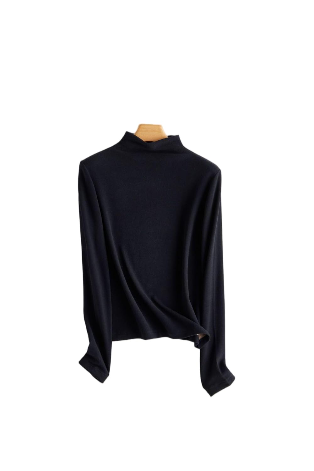Premium Mock Neck Sweater Silk and Wool Blend Long Sleeve Turtleneck Top for Women Multiple Colors
