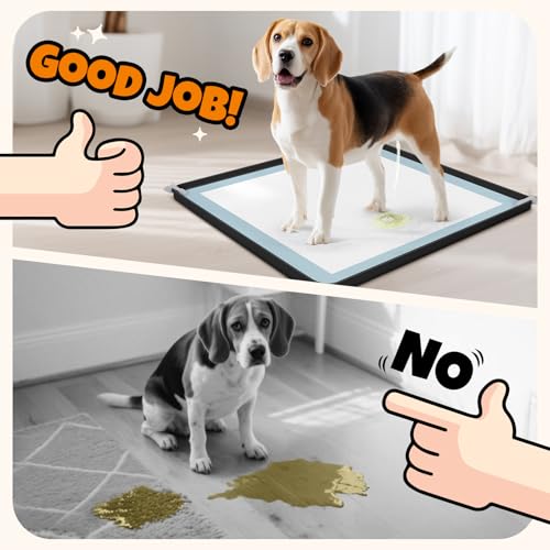 Image of LOOBANI Dog Pee Pad Holder - Non-Slip Silicone Dog Potty Tray with 4 Clamps, High Edge Puppy Pad Holder Tray for Indoor Outdoor Potty Training, Fits to 24 inch x 24 inch Square Pads, Black