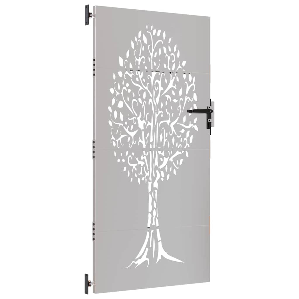 Stal Corten brama ogrodowa 85 x 175 cm wzór drzewa