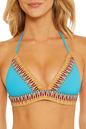 Becca Women's Standard Delilah Crochet Halter Bikini Top, Adjustable, Tie