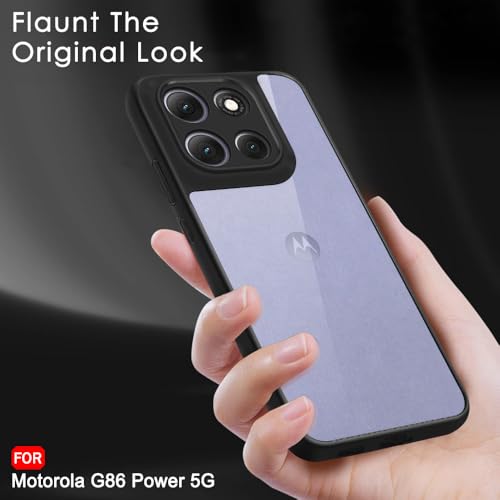 Image of TheGiftKart Hybrid Shockproof Back Cover Case for Motorola Moto G86 Power 5G | Hard Back Cover Case for Motorola Moto G86 Power 5G (PC & TPU, Transparent Clear Back, Black Sides)
