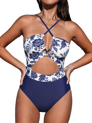 Image of CUPSHE Women's One Piece Swimsuit Plunge V Cutout Bathing Suit