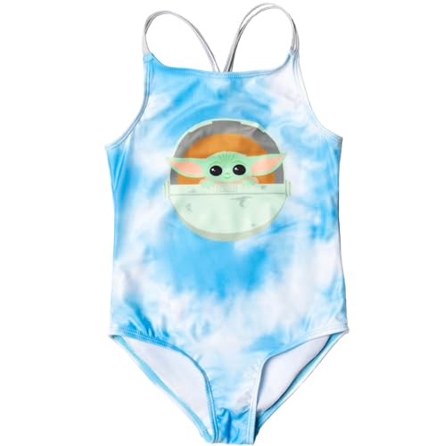 STAR WARS The Mandalorian Grogu Girls UPF 50+ One Piece Bathing Suit Toddler to Big Kid Sizes (4T - 14-16)