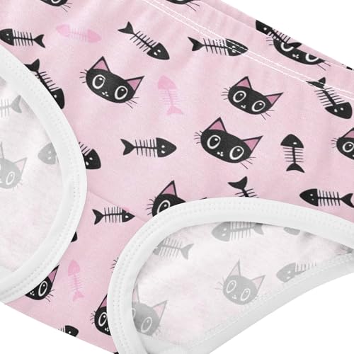 Cute Black Cats Fish Skeletons Pink Girl Panties Cute Toddler Girls Underwear Cotton Designer Briefs Girls Undies 2t4
