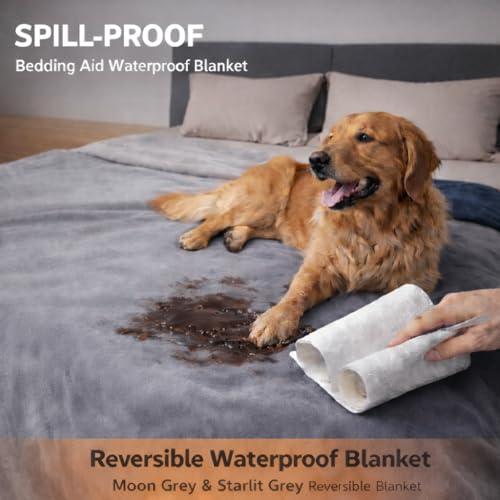 Bedding Aid wasserdichte Decke, Hundedecke Wasserdicht, Liebesdecke Wasserdicht, Katzendecke, Hundedecke Sofa, Dunkelgrau/Hellgrau, Sofadecke (152x203cm)