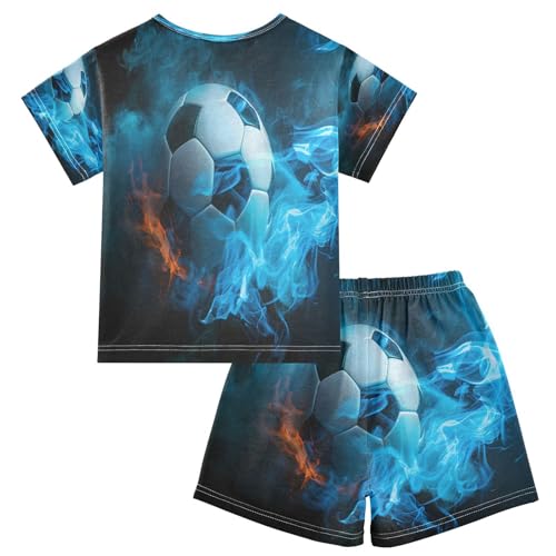 senya Short Sleeve Pajamas Sets Summer Cotton Sleepwear White Black Blue Soccer2