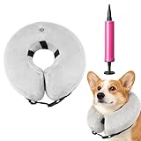 Aufblasbare Halskrause für Hunde mit 1 Luftpumpe, Graue Halskrause Hund, Weicher Hundekragen Leckschutz Für Hunde Kitten, LeckSchutz Hund Für Halsumfang 25-36 cm