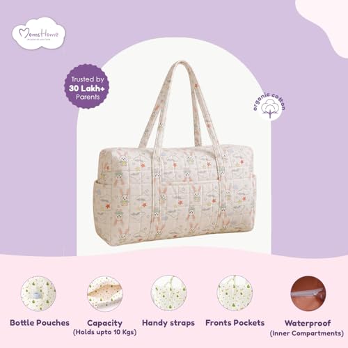 Image of MOM'S HOME New born Baby Organic cotton Travel Bag- Diaper Multipurpose Carry bags for Mothers | Pack -1 |