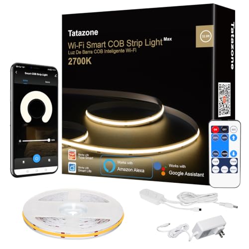 Tatazone WiFi Smart White COB Led Strip Light with Remote