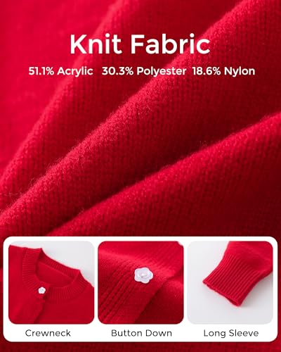 Image of Girls Cardigan Sweater School Uniforms Toddler Long Sleeve Button Knit Solid Sweaters Tops