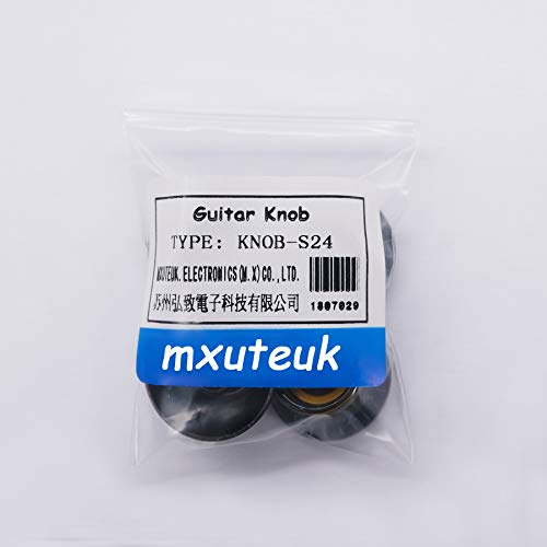 Mxuteuk 4Pcs Custom Bell Knobs Black W/Gold Custom Electric Guitar Bass Top Hat Knobs Speed Volume Tone Amp Effect Pedal Control Knobs Knob-S24 #TOP6