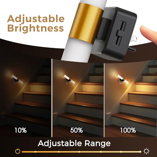 Image of L LOHAS LED Night Light, 2 Pack Night Lights Plug into Wall, 3000K Soft White, 0-100LM Adjustable Brightness, 180 Rotating Plug in Night Light with Auto Light Sensor (Matte White)