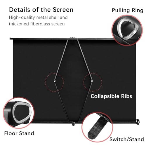 Pantalla retráctil 50" para proyector de mesa video 16:9 miniatura 3