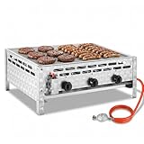 TLSUNNY Edelstahl Gasbräter 3-flammig 12 kW, Profi Gasgrill, Gastrobräter gas mit Grillrost, Tischgasgrill für Gastronomie, Outdoor, Garten, Wurstbrater, 59.5x48 cm Grillfläche, 4 PCS Füße