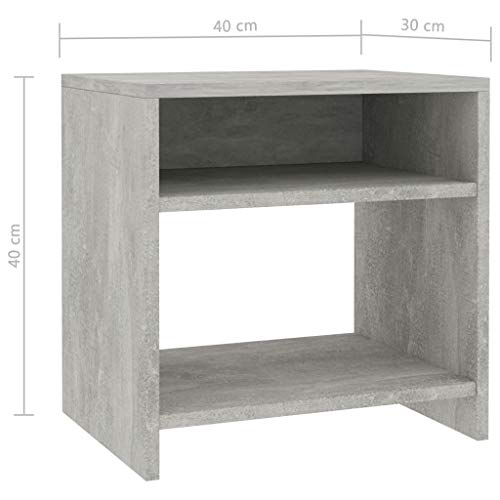 Table de chevet gris béton résolvant le manque de place avec étagère ouverte