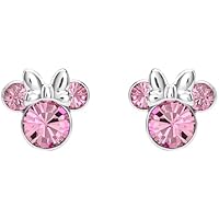 Pendientes de tuerca chapados en plata con cristal rosa de