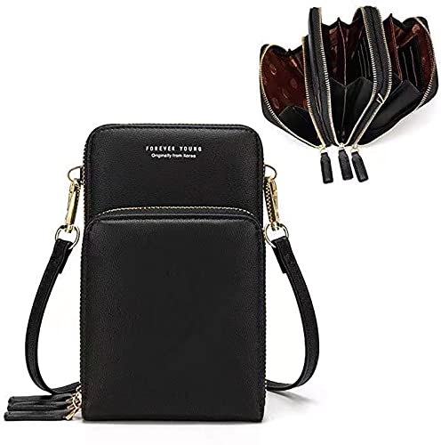 Bolso cruzado del teléfono de las mujeres, Black Cover