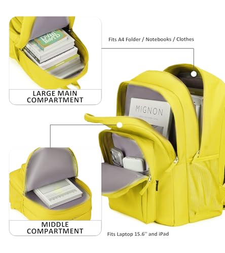 Image of abshoo Classical Basic Womens Travel Backpack For College Men Water Resistant Bookbag (Yellow)