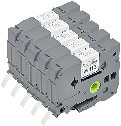 Compatible P Touch Labeling Tape 5Pack TZ211 TZo 211 TZ TZe 1/4'' Cartridge Label Orison Self Adhesive Black on White Cassette Refills 0.23 Inch x 26.2Feet(6mm x8m)