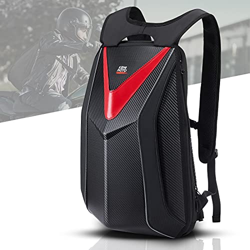 KEMIMOTO Motorcycle Backpack, Hardshell Helmet Backpack 22L Carbon Fiber Reflective Riding Bag, Waterproof Lightweight with Laptop Compartment for Men Riding Commuting Travel Riding Work by KEMIMOTO - Used condition - Image 8