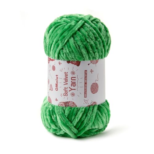 Image of 100g Fluffy Velvet Chenille Yarn for Crocheting and Knitting, 80m (87.5yd) Baby Yarn for Crocheting Soft, Crochet Chunky Yarns Amigurumi Yarns (Christmas Green)
