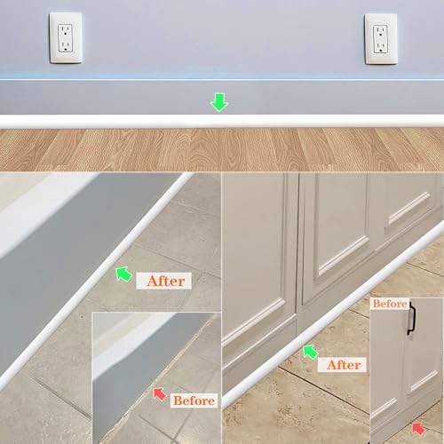 Flexible Viertelrunde Zierleiste, selbstklebende Gummi-Viertel-Rund-Zierleiste, abziehen und aufkleben, Wandverkleidung für Boden, Ecke, Badewanne (weiß)