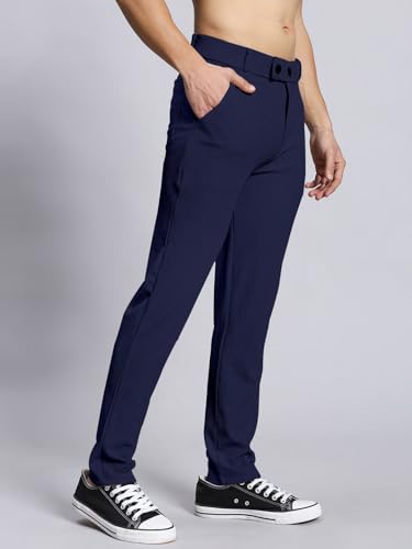 Image of VALLEY Casual Textured Slim Fit Trousers, Side Pockets